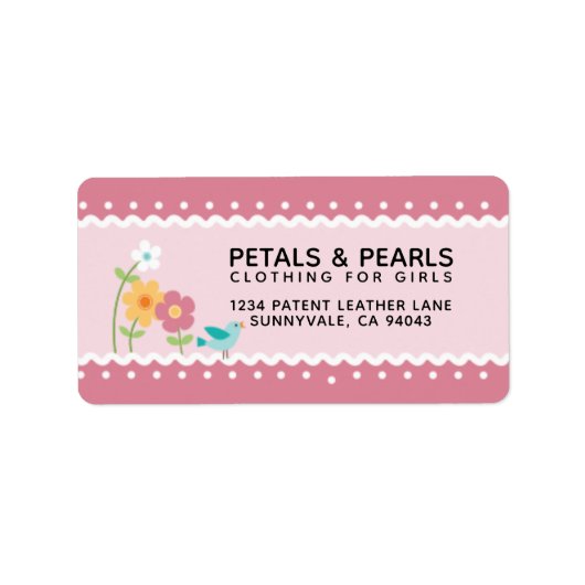 Roze en witte Floral Etiket (Voorkant)