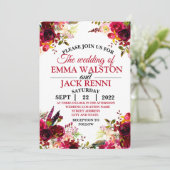 Roze en Witte Floral Greenery Wedding Invitation Kaart (Staand voorkant)