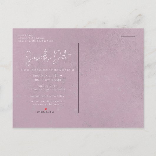 Roze en witte Floral Modern sparen de Datum Aankondigingskaart (Achterkant)