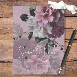Roze en witte Floral Modern sparen de Datum Aankondigingskaart