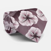 Roze en witte Floral op Bourgogne Stropdas (Opgerold)