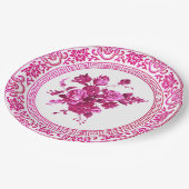  roze en witte Floral Papieren Bordje (Gekanteld)