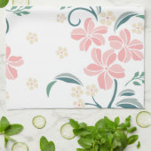 Roze en witte Floral Pattern Thea Towel Theedoek (Gevouwen)