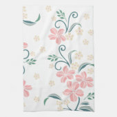 Roze en witte Floral Pattern Thea Towel Theedoek (Verticaal)