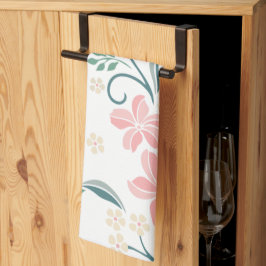 Roze en witte Floral Pattern Thea Towel Theedoek