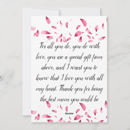 Roze en witte Floral Regen Japans Feestdagenkaart (Achterkant)