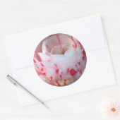 Roze en witte Floral Ronde Sticker (Envelop)