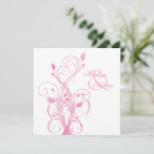 Roze en Witte Floral Square Wedding Invitation Kaart (Staand voorkant)