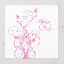 Roze en Witte Floral Square Wedding Invitation