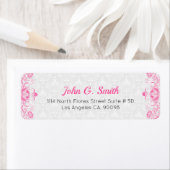 Roze en witte  Floral Swirls & Damascus Label (Insitu)