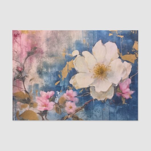 Roze en witte Floral Tissuepapier (Voorkant)