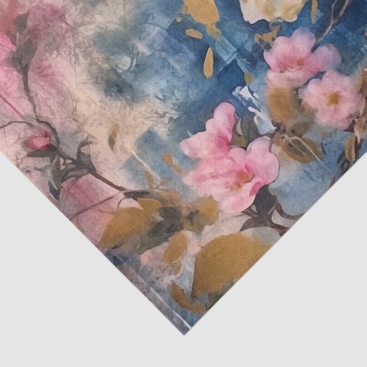 Roze en witte Floral Tissuepapier (Detail)