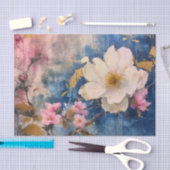 Roze en witte Floral Tissuepapier (Craft)