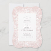 Roze en Witte Floral uitnodiging (Voorkant)
