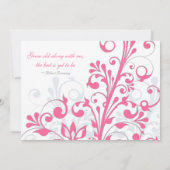 Roze en witte Floral Wedding Uitnodiging (Achterkant)