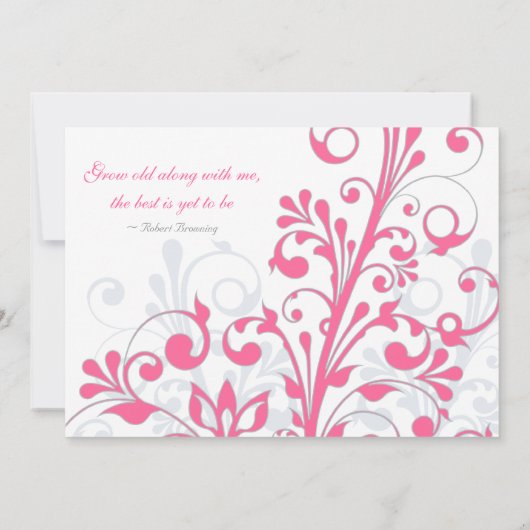 Roze en witte Floral Wedding Uitnodiging (Achterkant)