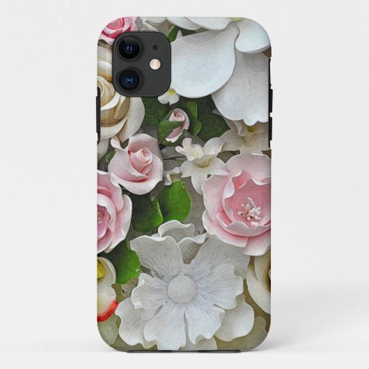 Roze en witte florale afdruk Case-Mate iPhone case (Achterkant)