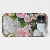 Roze en witte florale afdruk Case-Mate iPhone case (Achterkant (horizontaal))