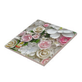 Roze en witte florale afdruk tegeltje (Zijkant)