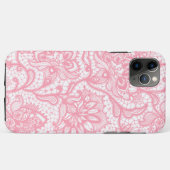 Roze en witte  florale kant Case-Mate iPhone case (Achterkant (horizontaal))