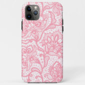 Roze en witte  florale kant Case-Mate iPhone case (Achterkant)