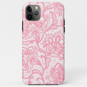 Roze en witte  florale kant Case-Mate iPhone case