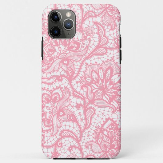 Roze en witte  florale kant Case-Mate iPhone case (Achterkant)