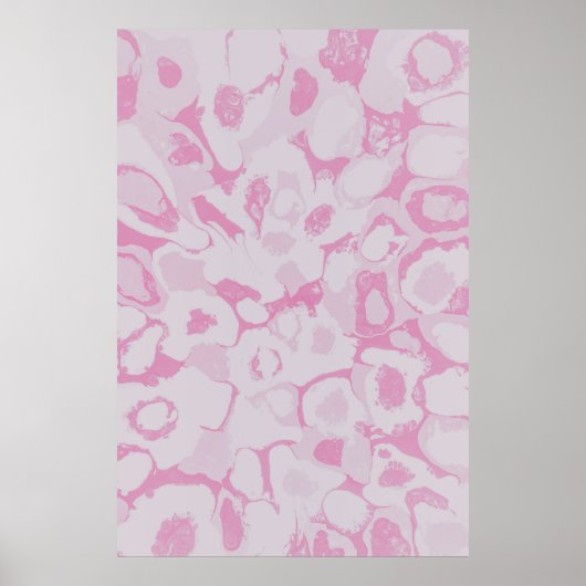 Roze en witte florale textiel poster (Voorkant)