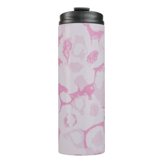 Roze en witte florale textiel thermosbeker (Voorkant)