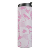 Roze en witte florale textiel thermosbeker (Gedraaid links)