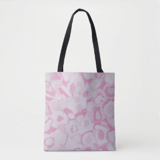 Roze en witte florale textiel tote bag