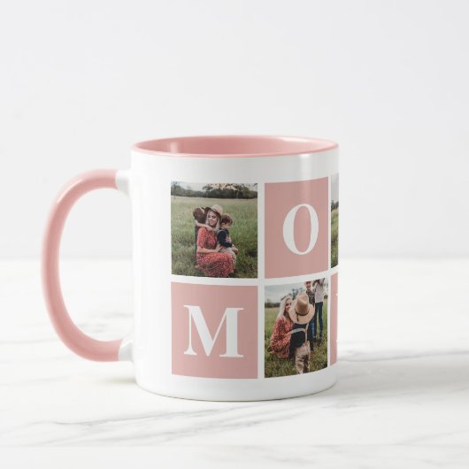 Roze en witte foto Collage Mok mama (Links)