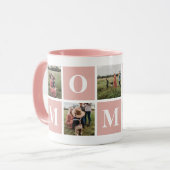 Roze en witte foto Collage Mok mama (Voorkant links)