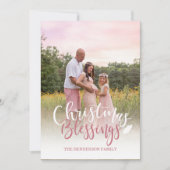 Roze en witte foto Kerstkaart Kaart (Voorkant)