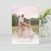 Roze en witte foto Kerstkaart Kaart (Staand voorkant)