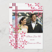 Roze en witte foto Wowodstaaruitnodiging Kaart (Voorkant / Achterkant)