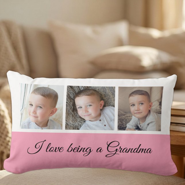 Roze en witte fotocollage voor oma kussen (Creator heeft geüpload)