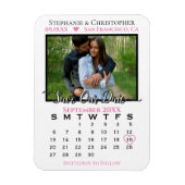 Roze en witte fotokalender bespaart onze datum bru magneet (Verticaal)