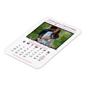 Roze en witte fotokalender bespaart onze datum bru magneet (Linkerzijde)