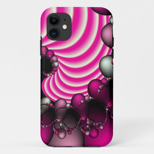 Roze en witte fractale iPhone hoesje (Achterkant)