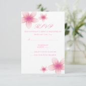 Roze en witte Frangipani RSVP-kaart RSVP Kaartje (Staand voorkant)