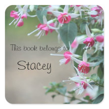 Roze en witte Fuchsia Bloemen Bookplaat stickers