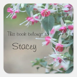 Roze en witte Fuchsia Bloemen Bookplaat stickers