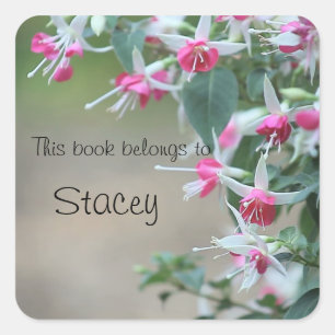 Roze en witte Fuchsia Bloemen Bookplaat stickers