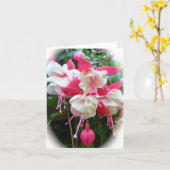 Roze en witte Fuschia Kaart (Gele Bloem)