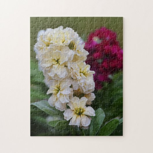  Roze en Witte Garden Flowers Puzzle Legpuzzel (Verticaal)