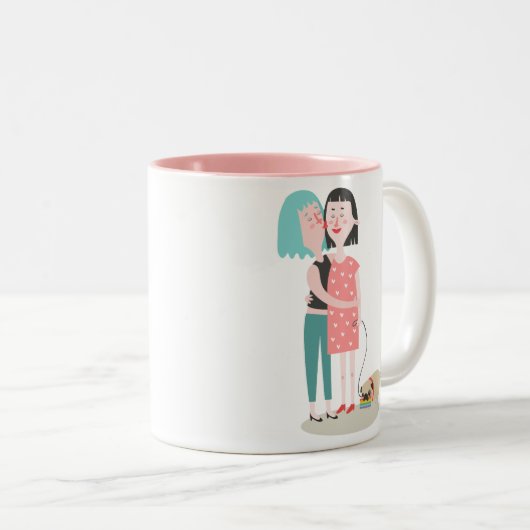 roze en witte gay pride Valentijnsdag mok (Voorkant rechts)