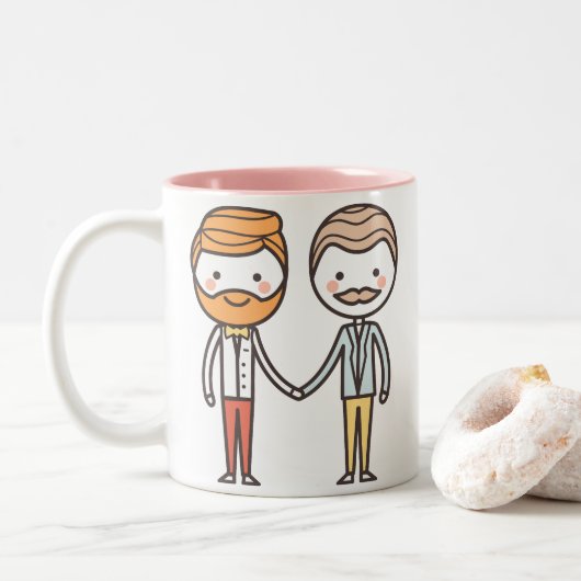 roze en witte gay pride Valentijnsdag mok (Met donut)