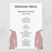 Roze en witte gay trouwmenu kaarten (Voorkant)