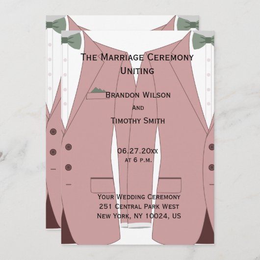 Roze en witte gay trouwprogramma's programmakaart (Voorkant / Achterkant)